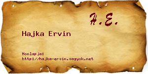 Hajka Ervin névjegykártya